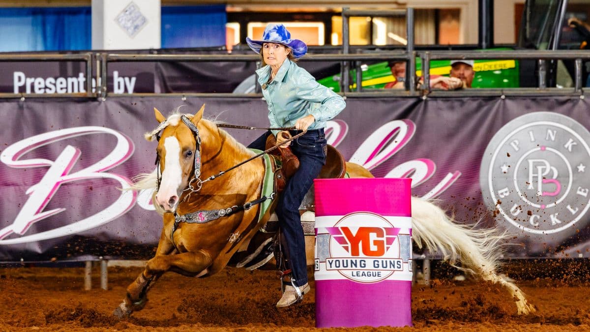 Tricia Aldridge turns a barrel on Adios Pantalones