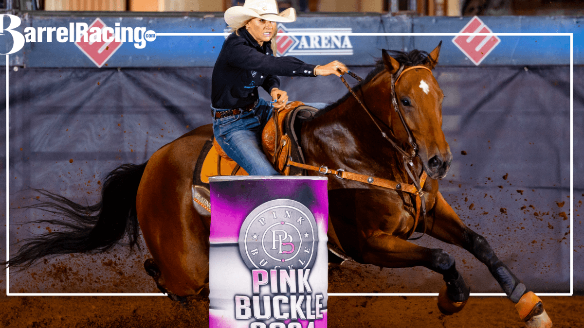 Kaiden Ayres and Oliver Cromwell barrel racing