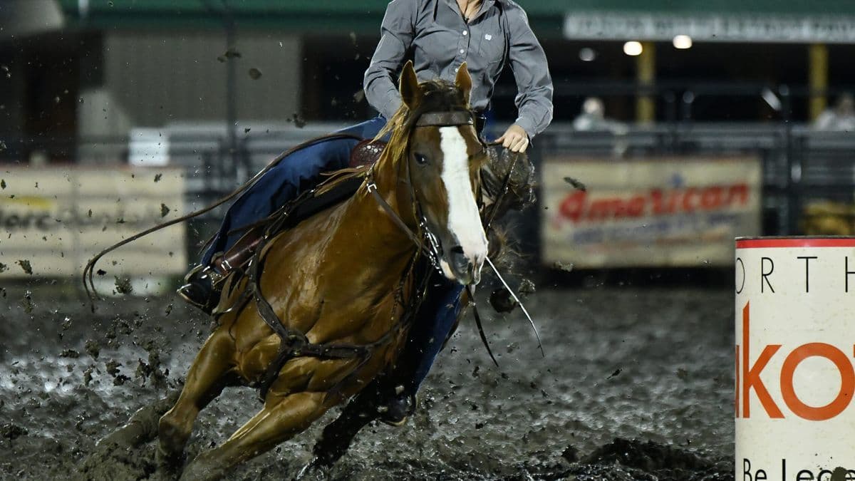 Austyn Tobey barrel racing in Mandan