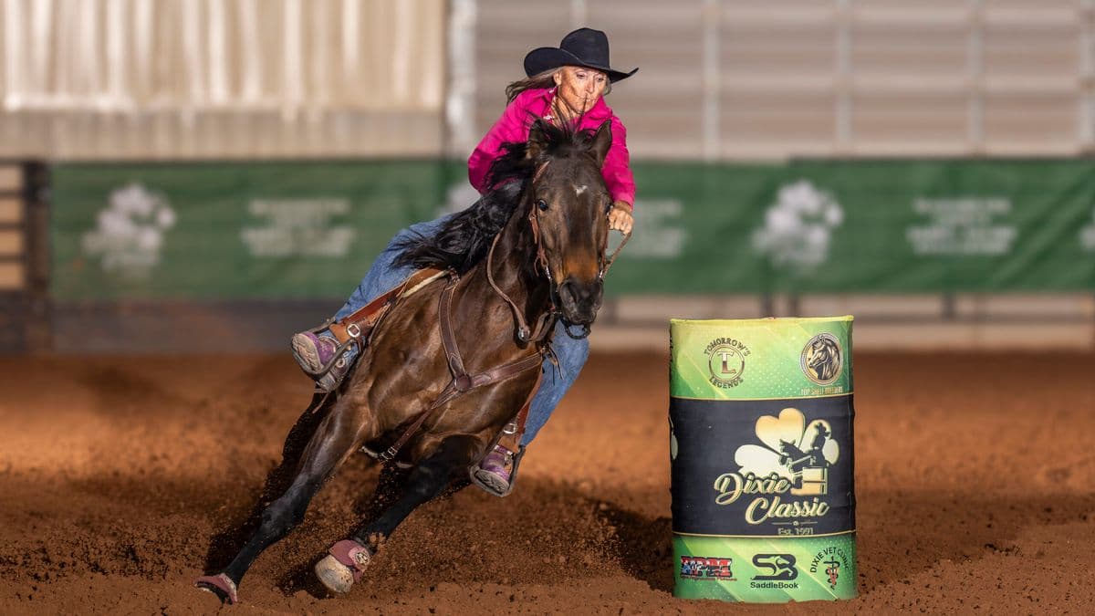 Connie Wyatt turns a barrel