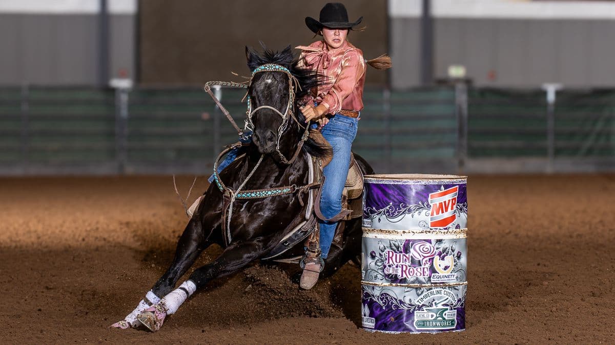 Sierra Telford turns a barrel