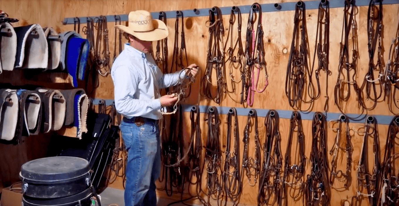 Caleb Smidt stands in front of his bit collection.