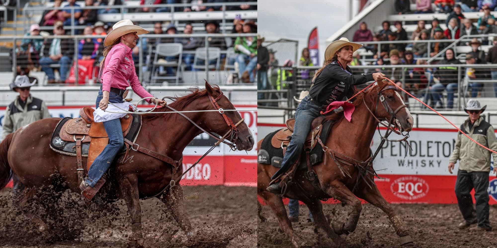 A double photo of josie conner and jackie crawford side by side at the finals in puyallup washington.