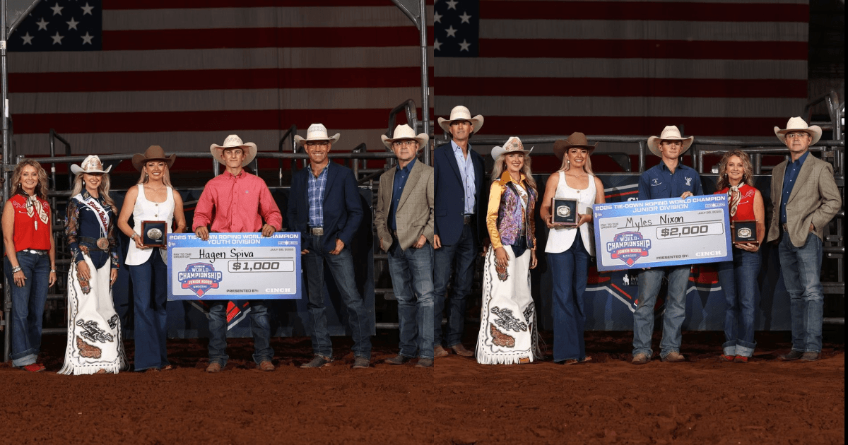Hagen Spiva and Myles Nixon take home WCJR tie down world championships.