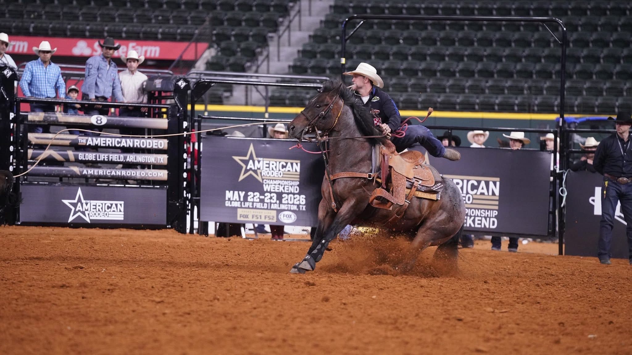 Kincade Henry and Duals Crescent Boon, "Mario" winning the 2026 American Rodeo.