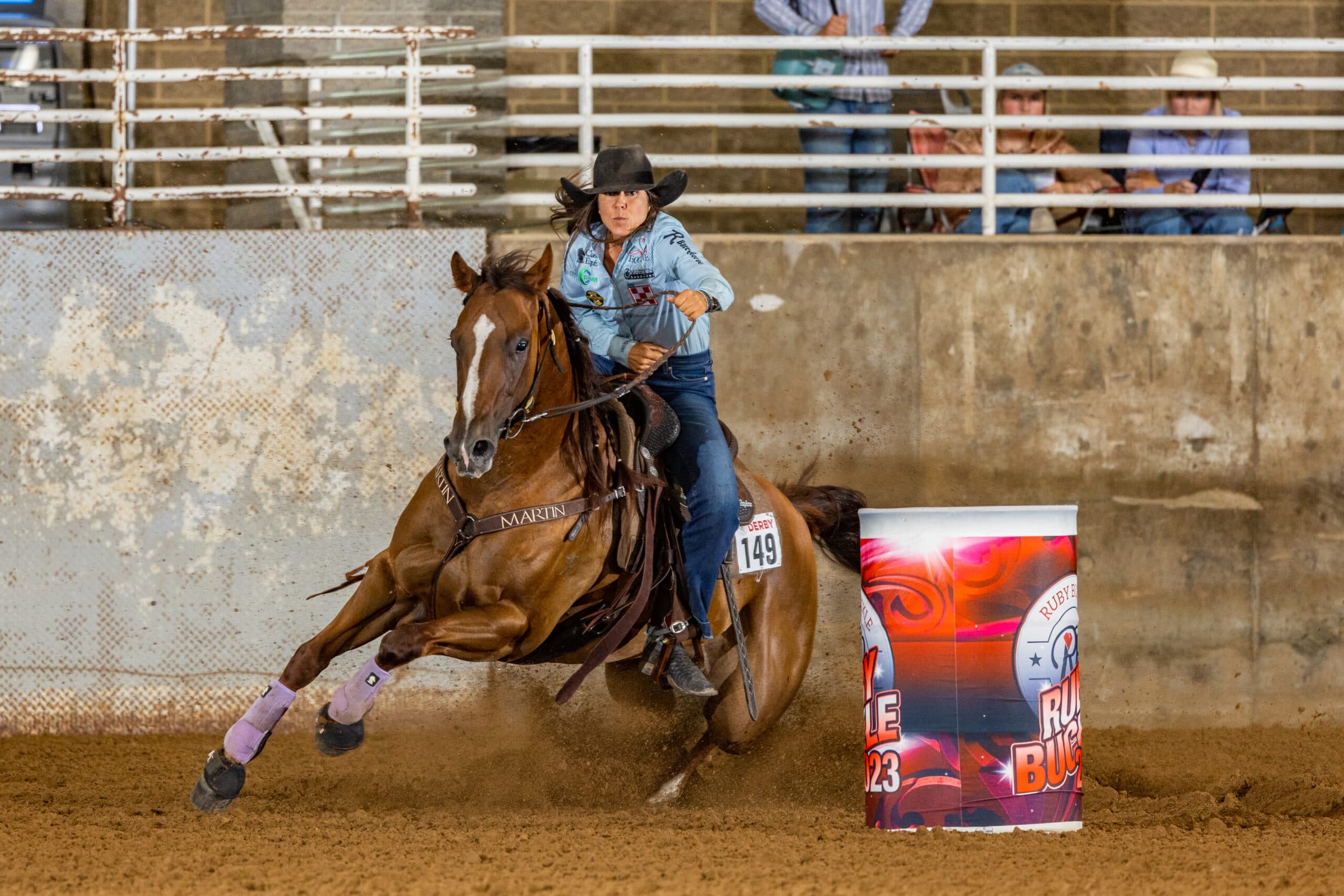 Ryann Pedone barrel racing.