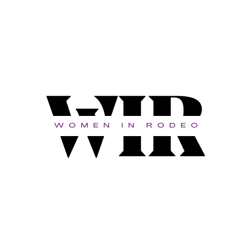 Women in Rodeo logo with bold black "WIR" monogram above the purple lettered tagline "Women in Rodeo"
