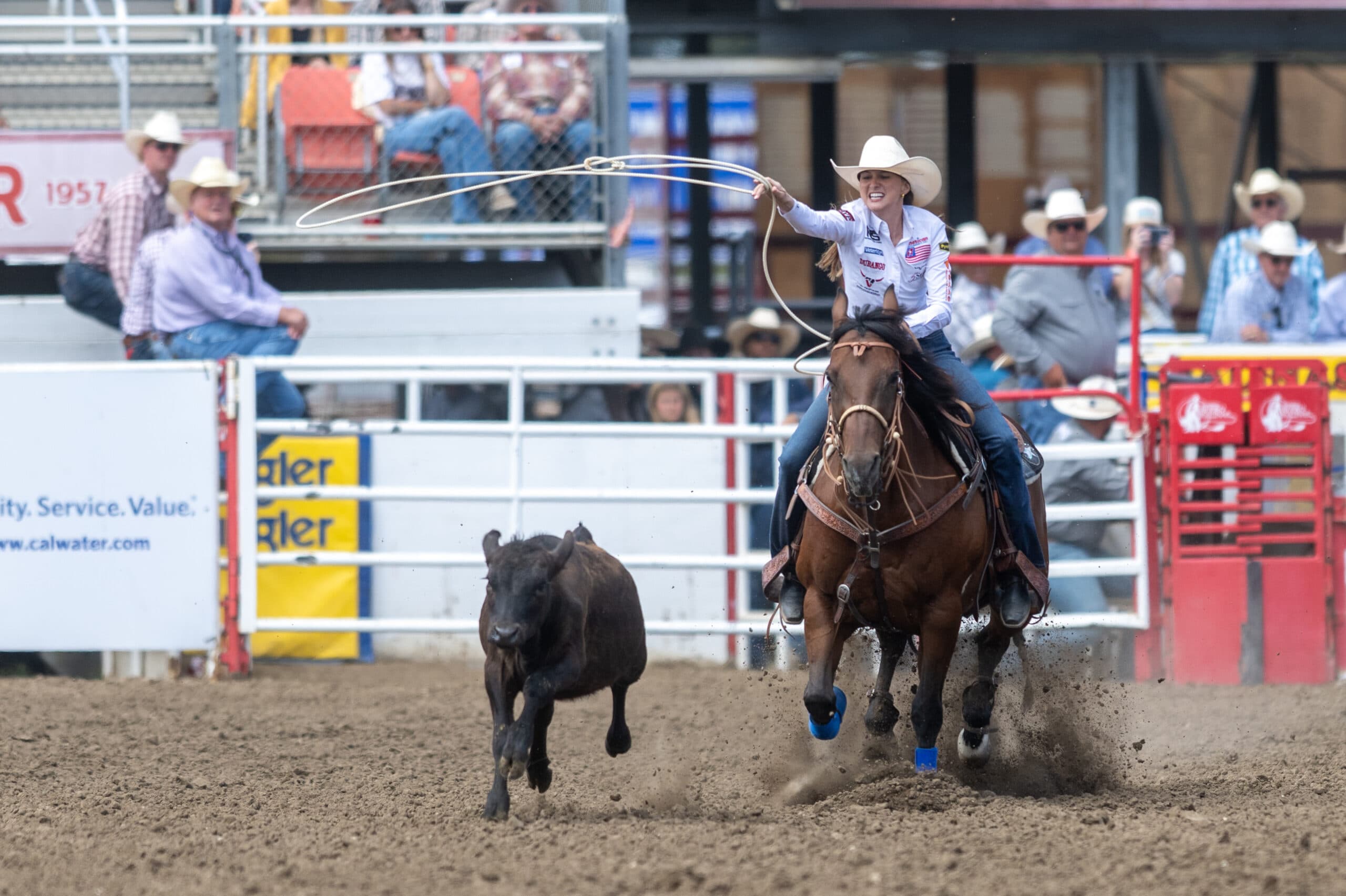Josie Conner breakaway roping on Baybe at the California Rodeo Salinas in 2026.
