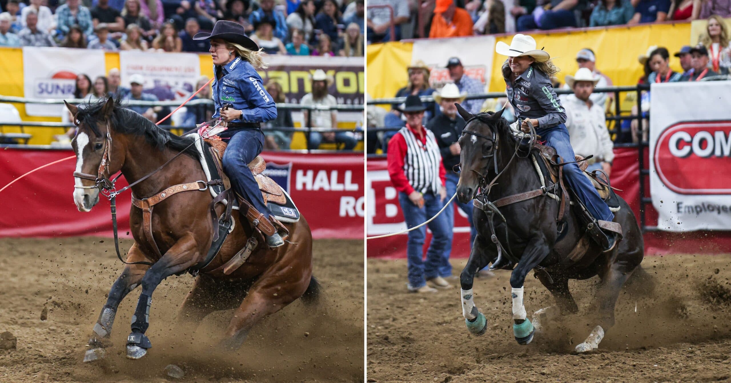 Maddy Jacobs (formerly Deerman) and Cheyanne McCartney earned more than $20K in ProRodeo earnings the weekend of June 20–22. Photos by Hailey Rae
