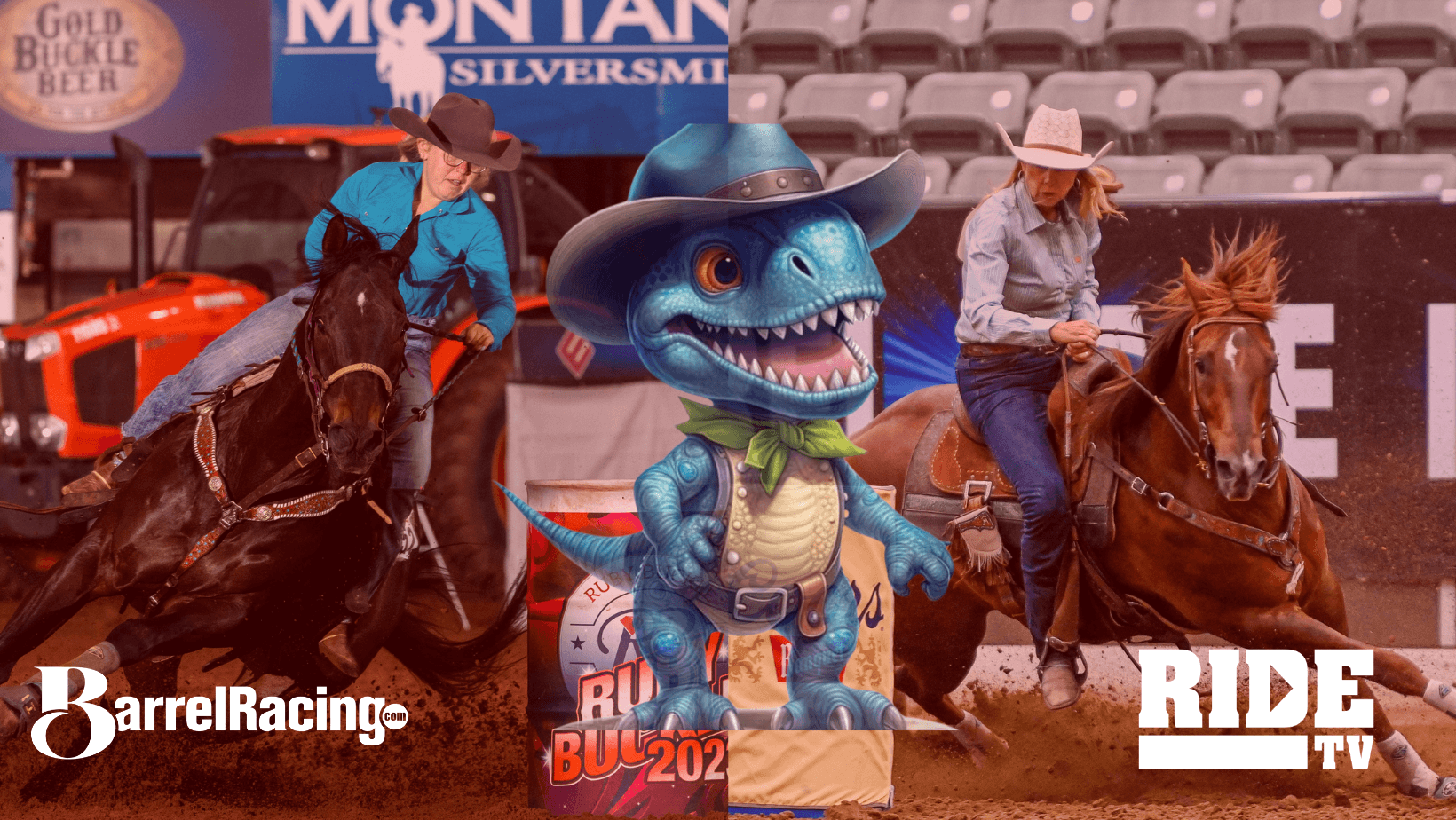Barrel racers on horses