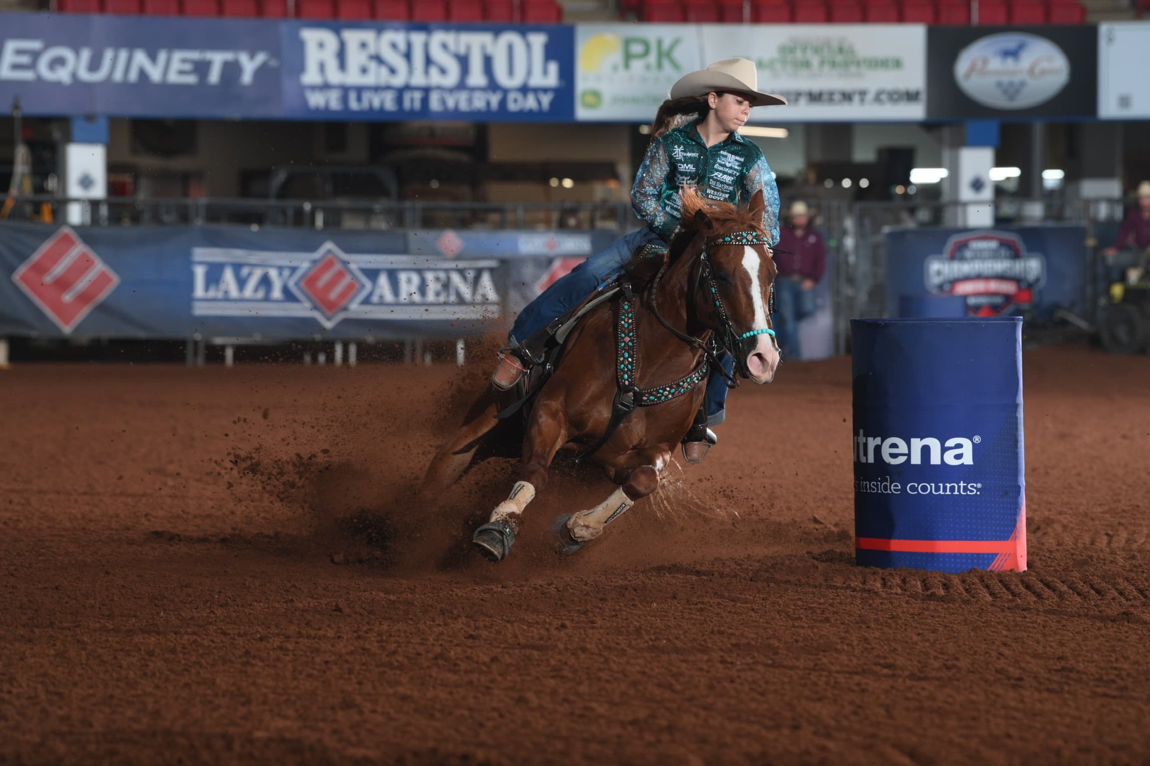Dusky Lynn Hall on Chasin A Win Cinch World Championship Junior Rodeo in Guthrie, Oklahoma. Photo By: Josh Homer for Bull Stock Media