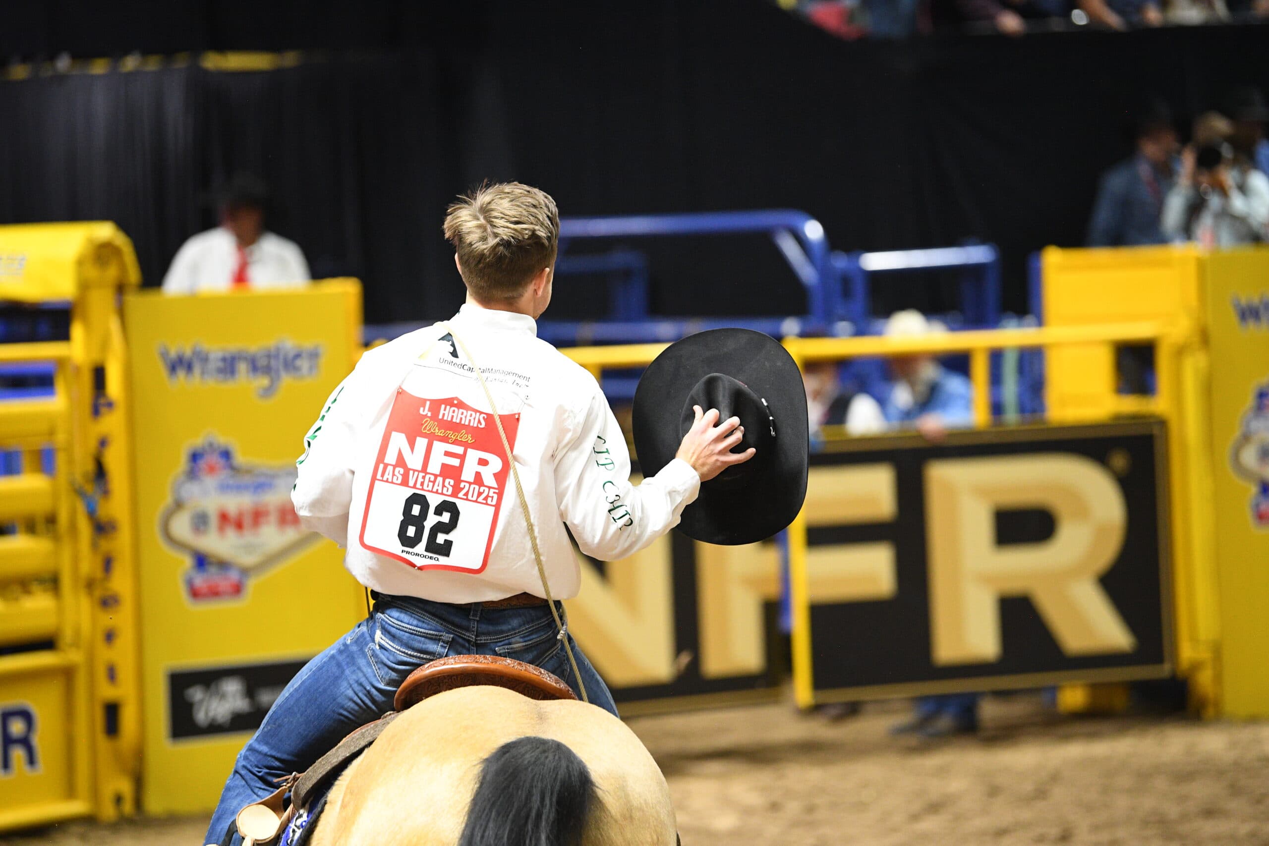 Joel Harris taking a victory lap on Peso after Round 7.