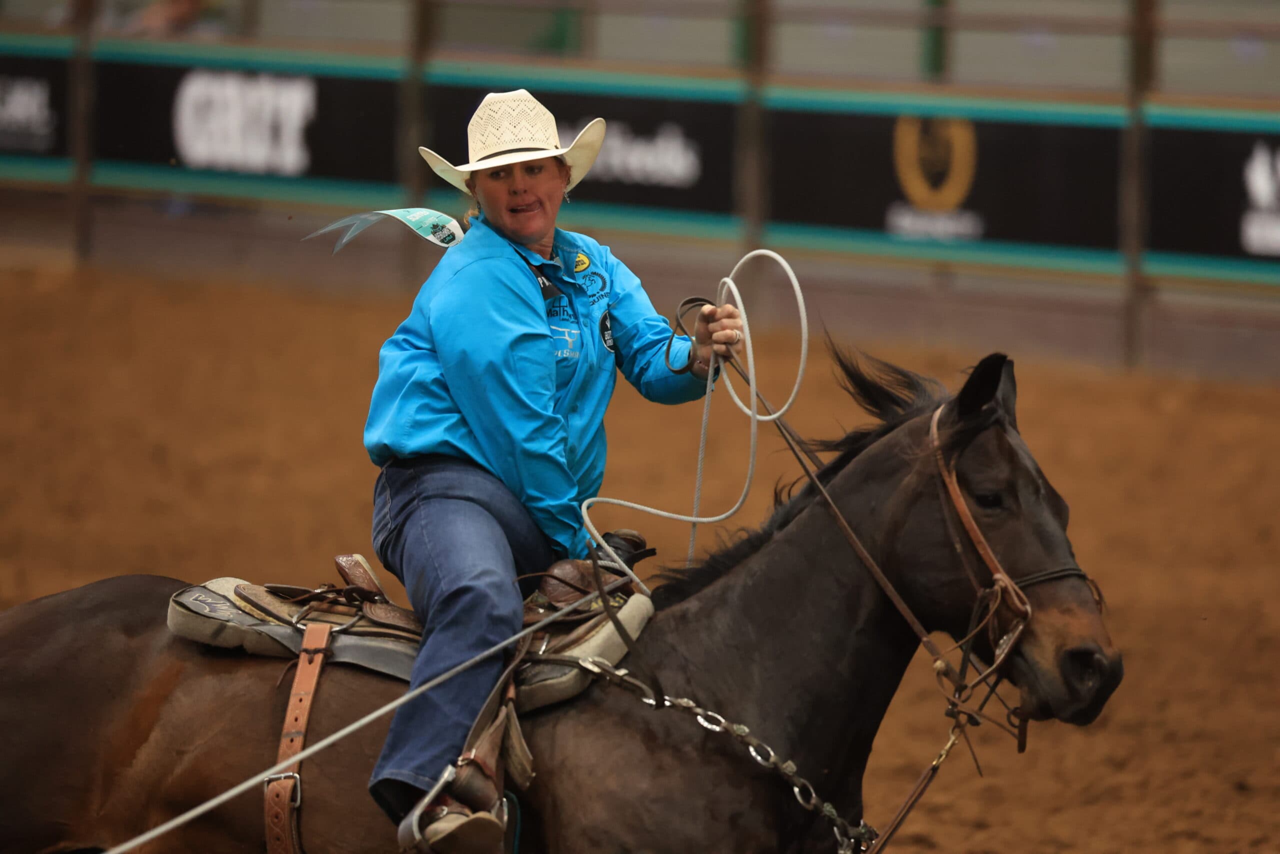 Kenna Francis ropes on JM Doc O Jeffro, aka Hulk, at the Premier Women's Rodeo
